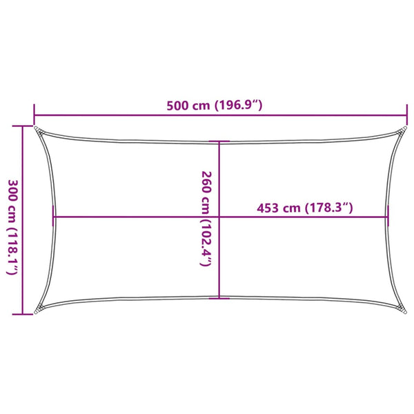 Hellgraues Sonnensegel 5x3 m