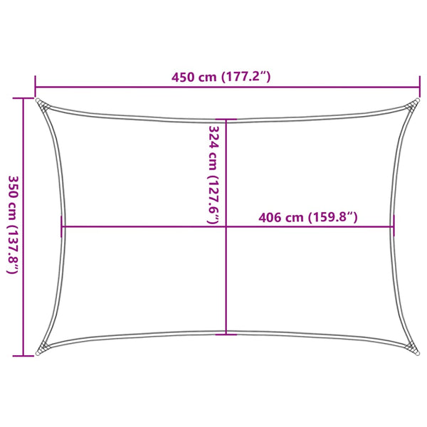 vidaXL Voile d'ombrage Gris clair 4,5x3,5 m 100 % polyester Oxford