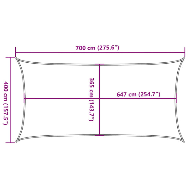 Hellgraues Sonnensegel 7x4m Polyester