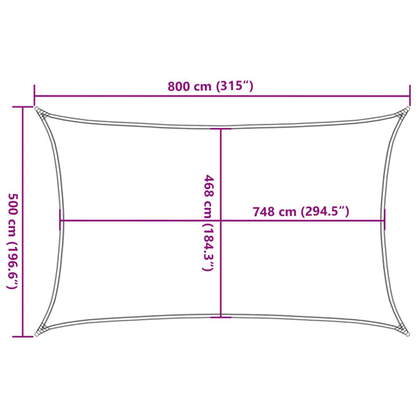 Sonnensegel Sandfarben 8x5 m Polyester Oxford