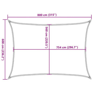 Sandfarbenes Sonnensegel, 8x6 m, Polyester Oxford