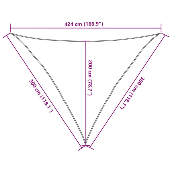 Hellgraues Sonnensegel 3x3x4,24m