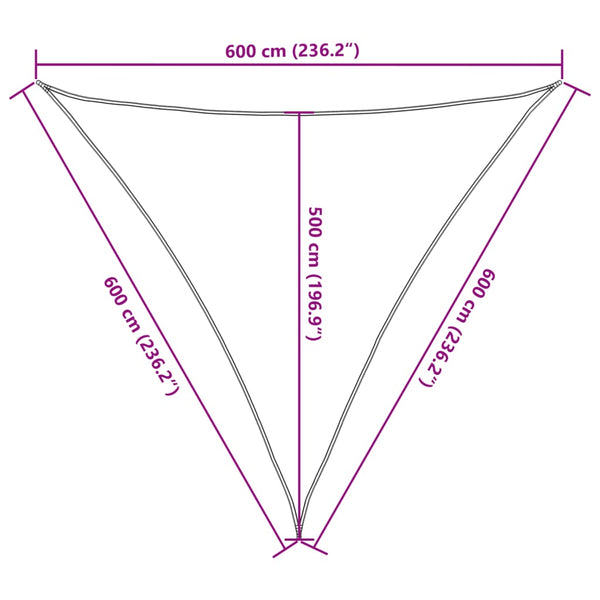 Hellgraues Sonnensegel 6x6x6 m