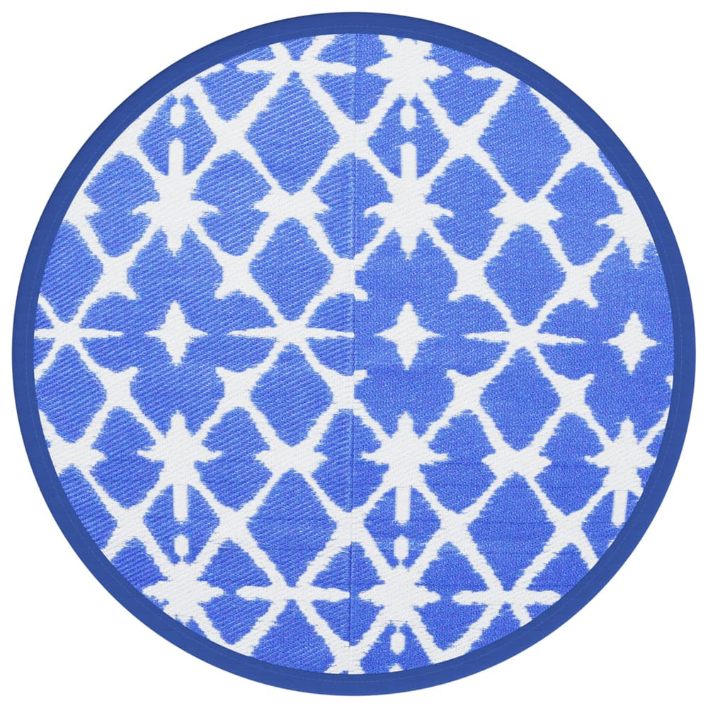 Blau-Weißer Outdoor-Teppich Ø160cm