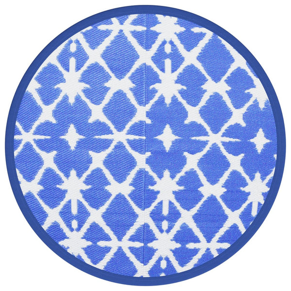 Blau-Weißer Outdoor-Teppich Ø160cm