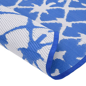 Blau-Weißer Outdoor-Teppich Ø160cm