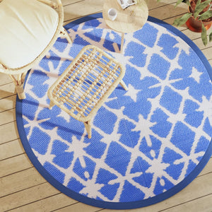 Blau-Weißer Outdoor-Teppich Ø160cm