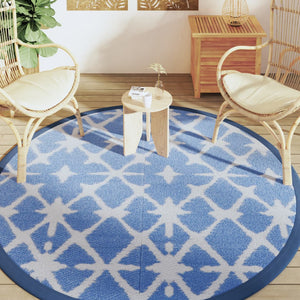 Blau-Weißer Outdoor-Teppich ARAKIL Ø200cm
