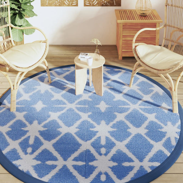 Blau-Weißer Outdoor-Teppich ARAKIL Ø200cm