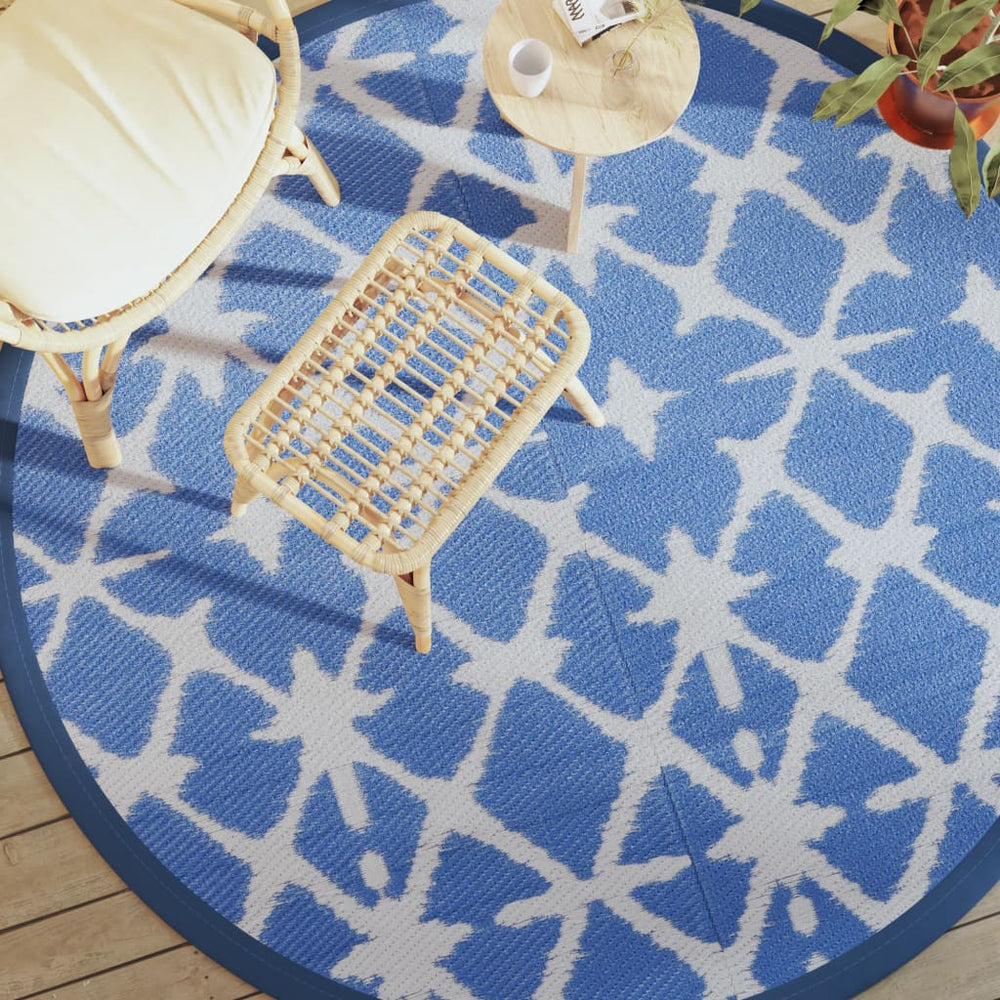 Blau-Weißer Outdoor-Teppich ARAKIL Ø200cm