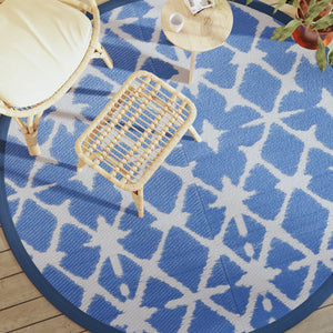 Blau-Weißer Outdoor-Teppich ARAKIL Ø200cm