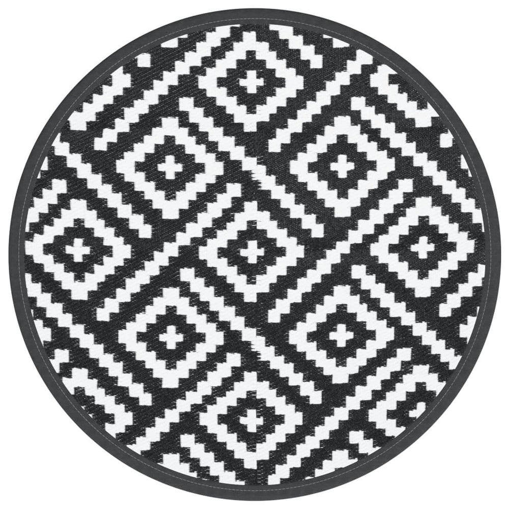Outdoor Teppich ARAKIL Weiß/Schwarz Ø160cm