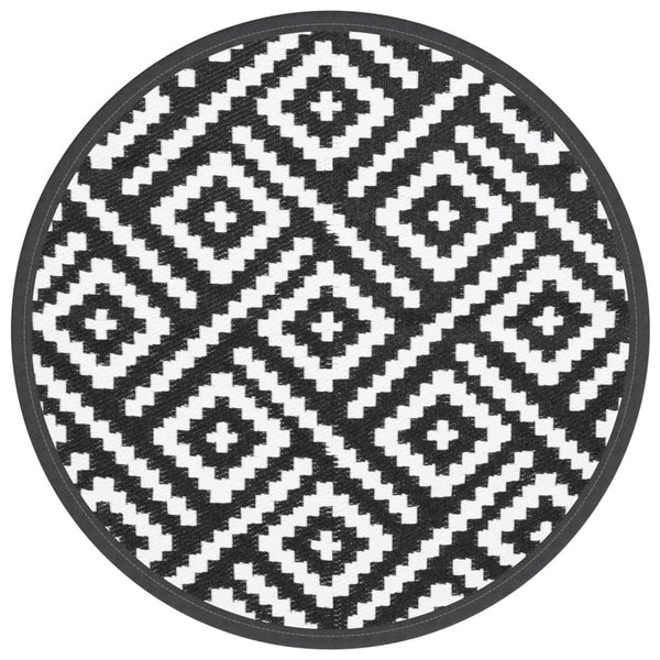Outdoor Teppich ARAKIL Weiß/Schwarz Ø160cm