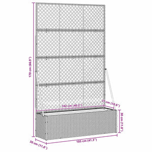 Garten Spalier Pflanzer Grau 105x30x170cm