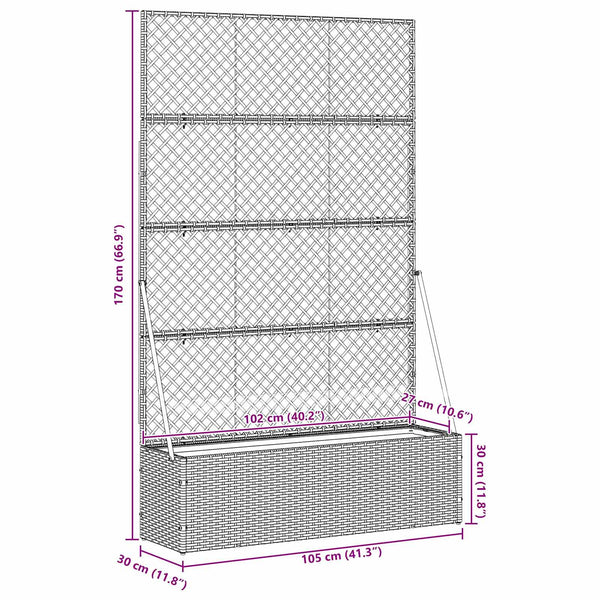 Garten Spalier Pflanzer Grau 105x30x170cm