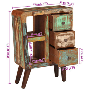 vidaXL Commode 55x30x80 cm Bois de récupération Massif