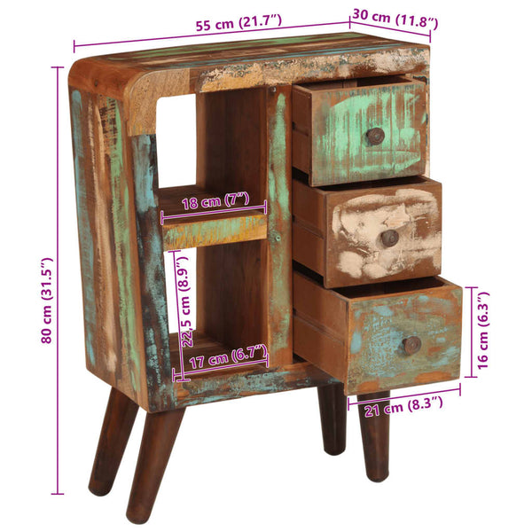 vidaXL Commode 55x30x80 cm Bois de récupération Massif