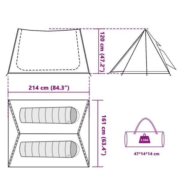 Wasserdichtes 2-Personen-Campingzelt - Weiß