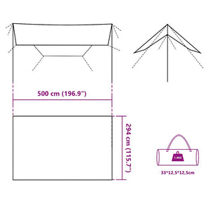 Wasserdichte Campingplane 500x294cm - Grau & Orange