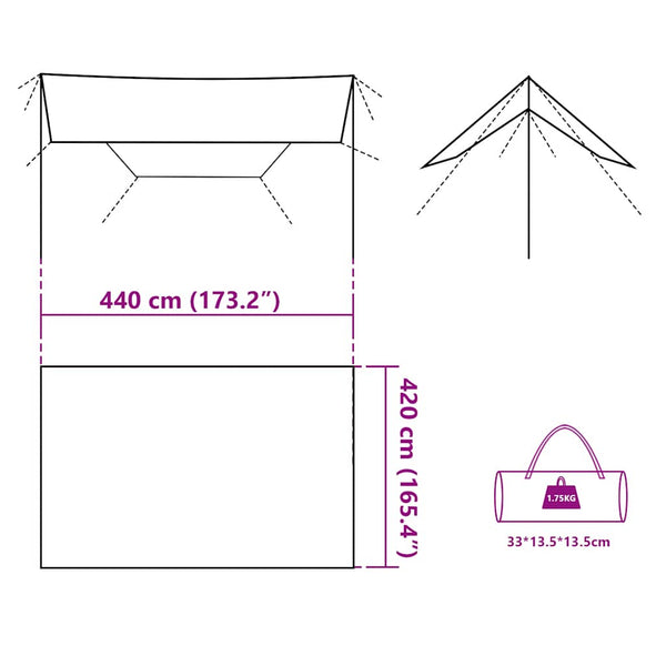 Wasserdichte Tarp Grün 420x440 cm
