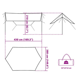 Wasserdichte Campingplane 430x380cm Grau/Orange