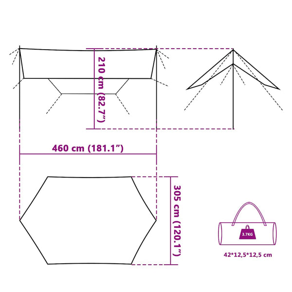 Wasserdichte Campingplane - 460x305x210cm