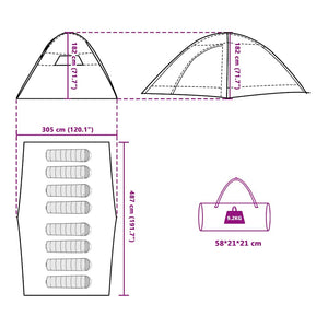 Wasserdichtes 8-Personen-Campingzelt - Grün