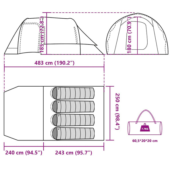 Wasserdichtes Tunnelzelt für 4 Personen