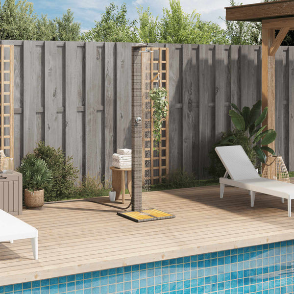 Gartendusche Grau Poly Rattan Akazienholz