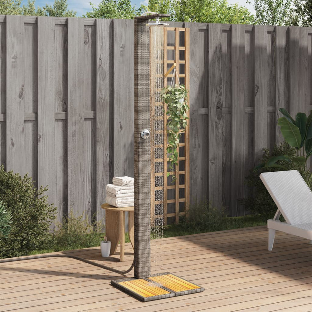 Gartendusche Grau Poly Rattan Akazienholz