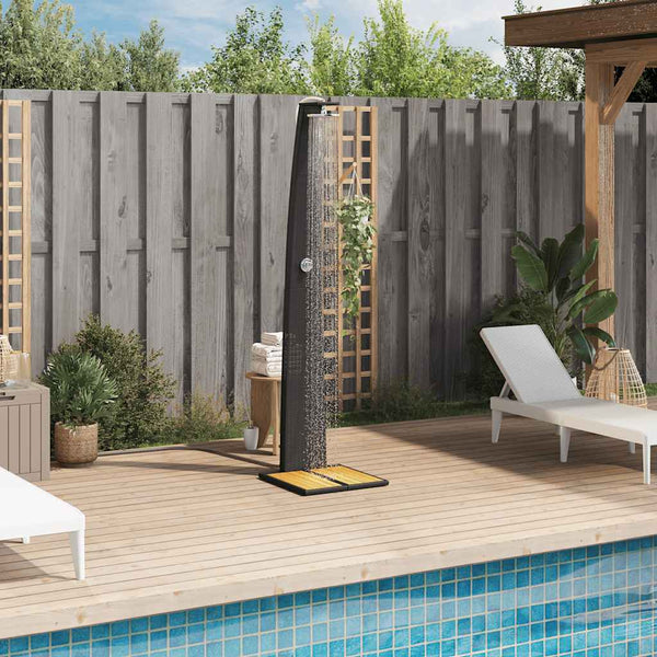 Gartendusche Schwarz Poly Rattan Akazienholz