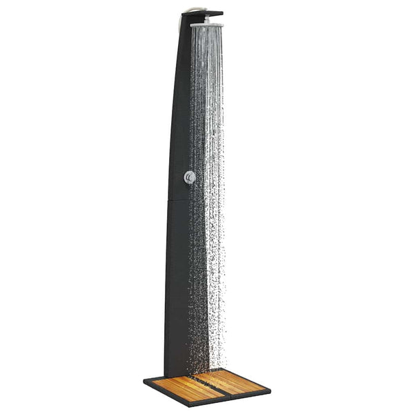 Gartendusche Schwarz Poly Rattan Akazienholz