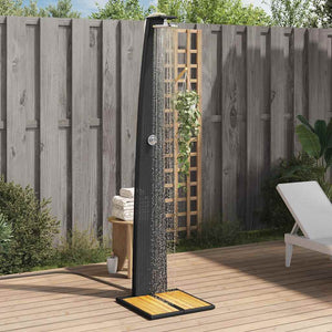 Gartendusche Schwarz Poly Rattan Akazienholz