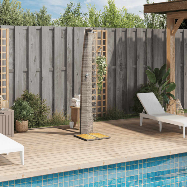 Gartendusche Grau Poly Rattan Akazienholz
