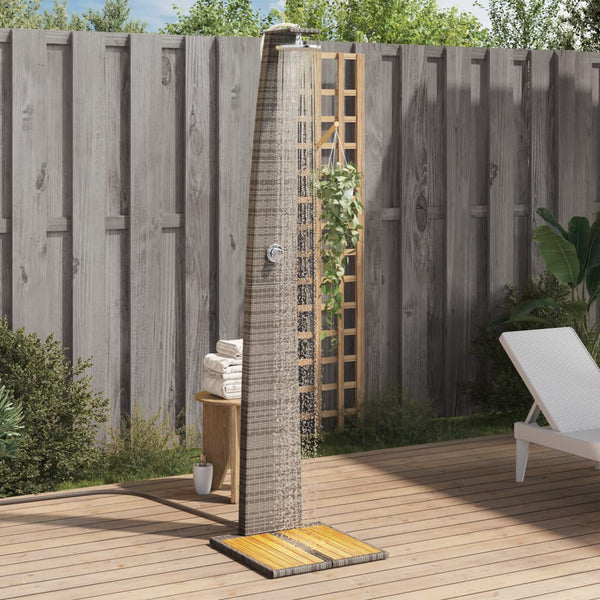 Gartendusche Grau Poly Rattan Akazienholz