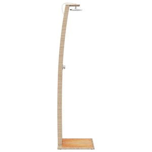 Beige Gartendusche mit Poly Rattan & Akazienholz