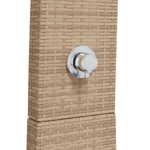 Beige Gartendusche mit Poly Rattan & Akazienholz