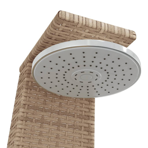 Beige Gartendusche mit Poly Rattan & Akazienholz