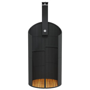 Schwarze Gartendusche aus Poly Rattan & Akazienholz