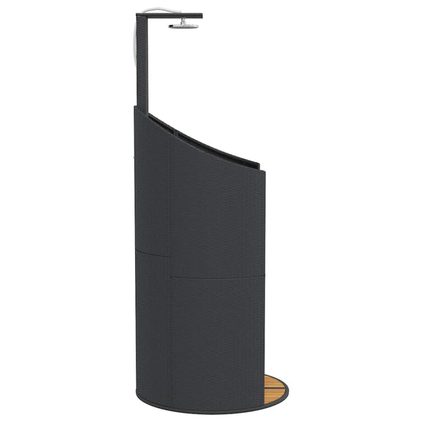 Schwarze Gartendusche aus Poly Rattan & Akazienholz