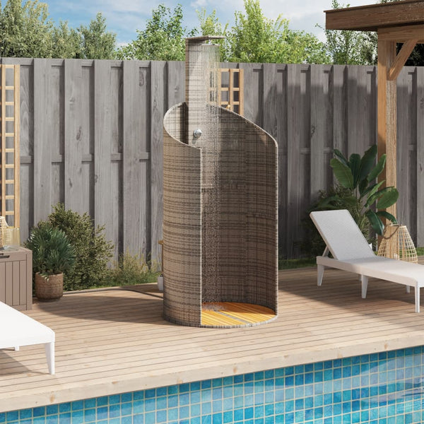 Gartendusche Grau Poly Rattan & Akazie 100x100cm