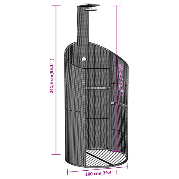 Gartendusche Grau Poly Rattan & Akazie 100x100cm