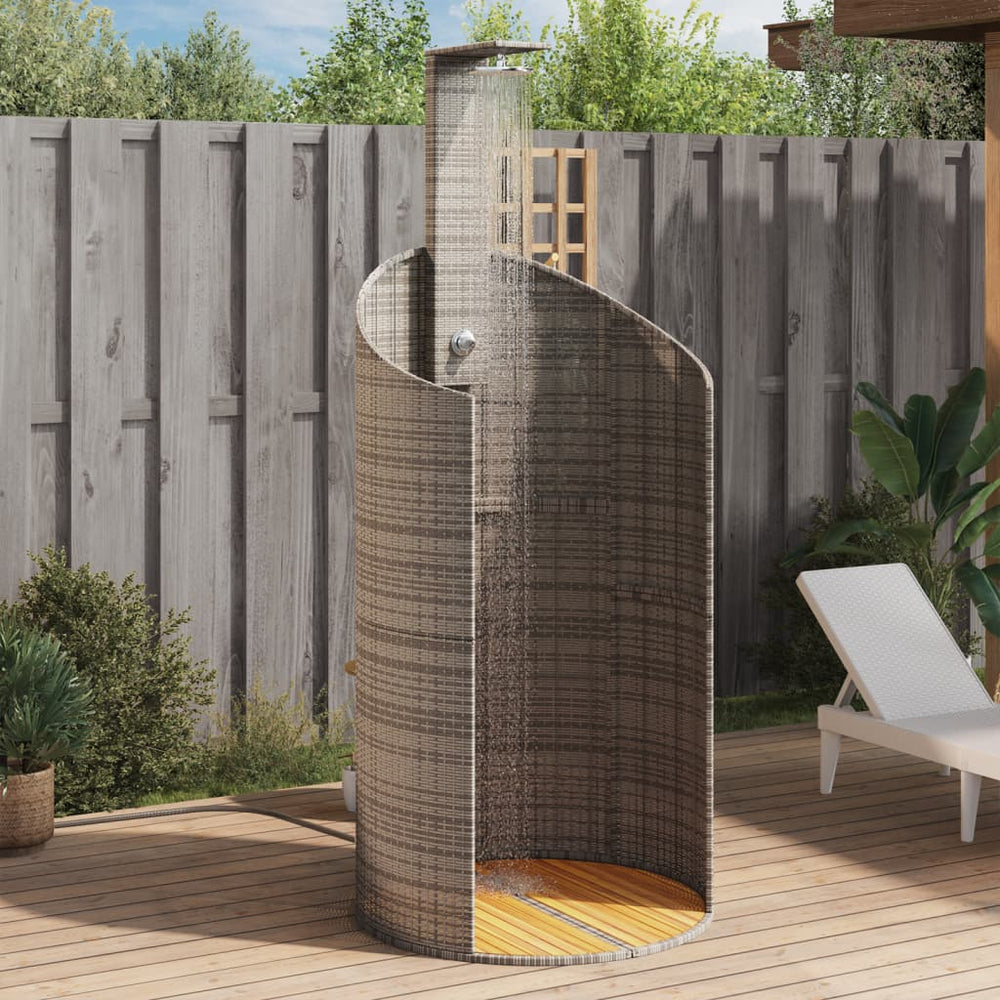 Gartendusche Grau Poly Rattan & Akazie 100x100cm