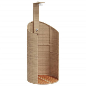 Gartendusche Beige Poly Rattan Akazienholz 100x100 cm