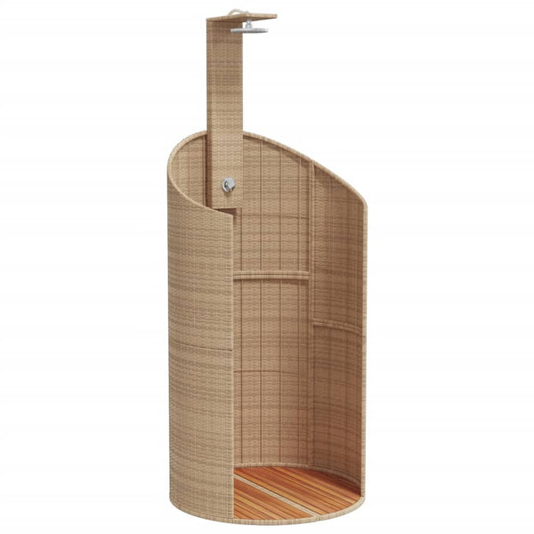 Gartendusche Beige Poly Rattan Akazienholz 100x100 cm