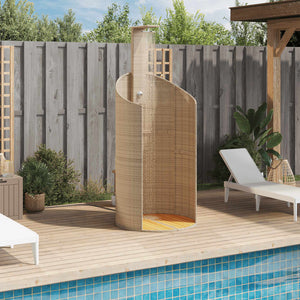 Gartendusche Beige Poly Rattan Akazienholz 100x100 cm