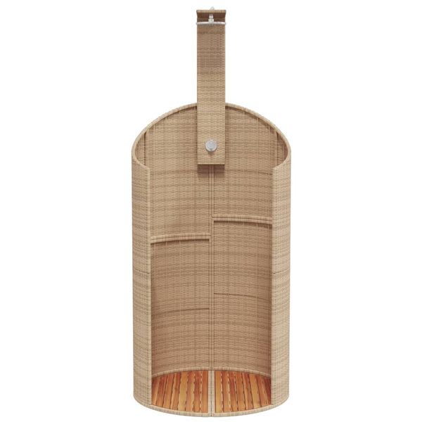 Gartendusche Beige Poly Rattan Akazienholz 100x100 cm