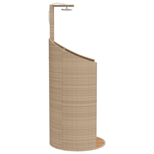 Gartendusche Beige Poly Rattan Akazienholz 100x100 cm