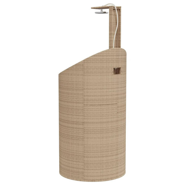 Gartendusche Beige Poly Rattan Akazienholz 100x100 cm