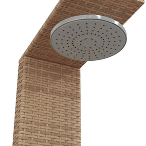 Gartendusche Beige Poly Rattan Akazienholz 100x100 cm